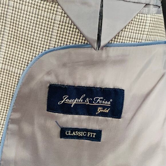 Joseph & Fiess Gold Sz 44R Men's Classic Fit Glen Plaid Blazer Jacket Gray - Picture 9 of 10